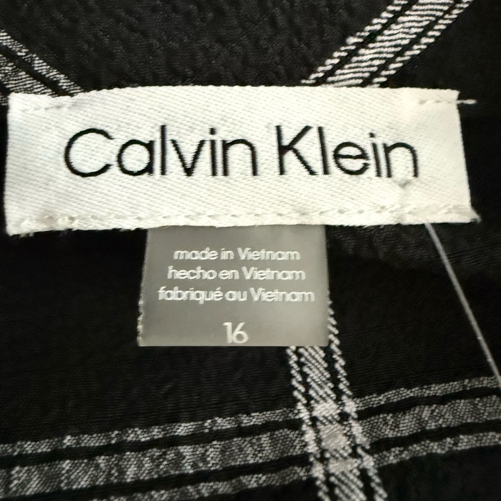 Calvin Klein Black and White Windowpane Maxi Shirt Dress - Picture 2 of 3